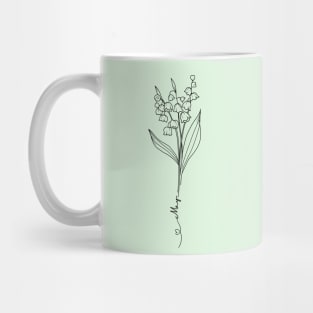 Minimalist Botanical Drawing Lily Of The Valley May Birth Flower Mug